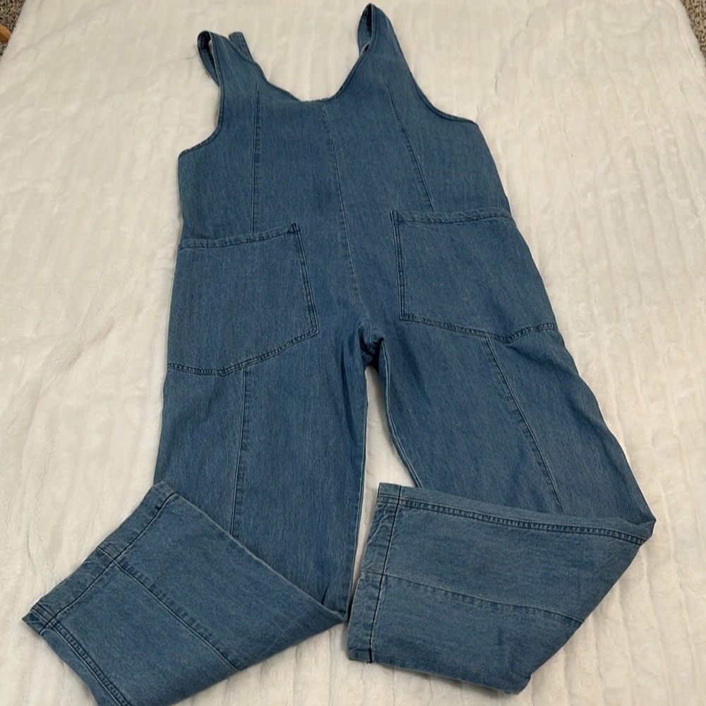 Women's Blue Denim Overalls - Picture 2 of 7
